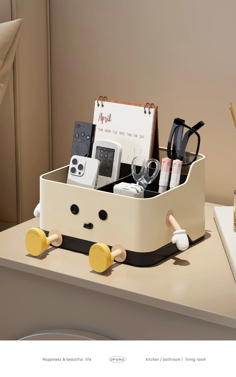 Cute Cartoon Style Desktop Storage Box Remote Control Sorting Box