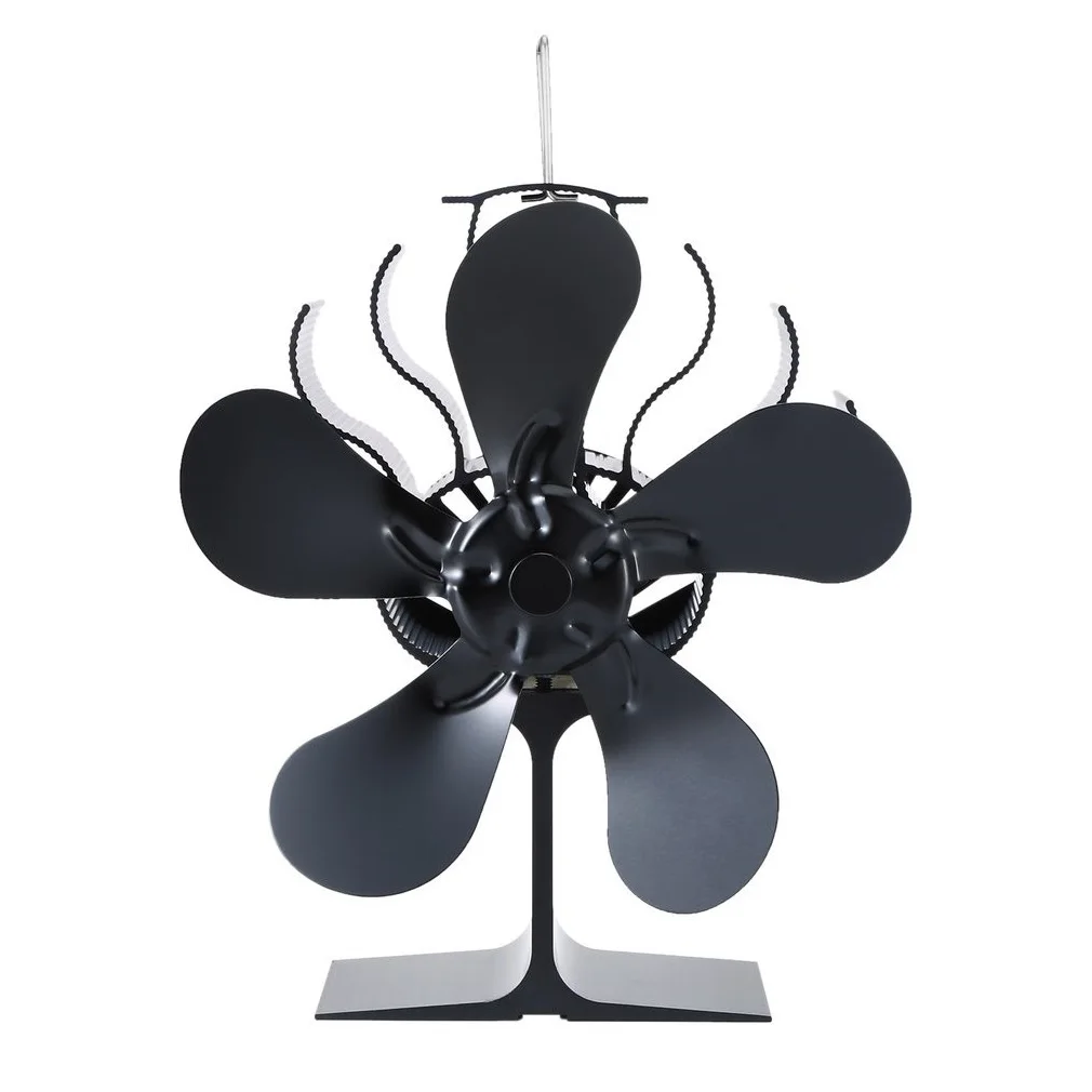 5-Blade Heat Powered Stove Fan Fireplace Fan for Gas/Pellet/Log/Wood Buring Stove Efficient Heat Distribution Log Burner