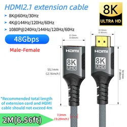 Ultra High - Speed 8K HDMI Cable with HDR and EARC Support (Extension cord - 2M)