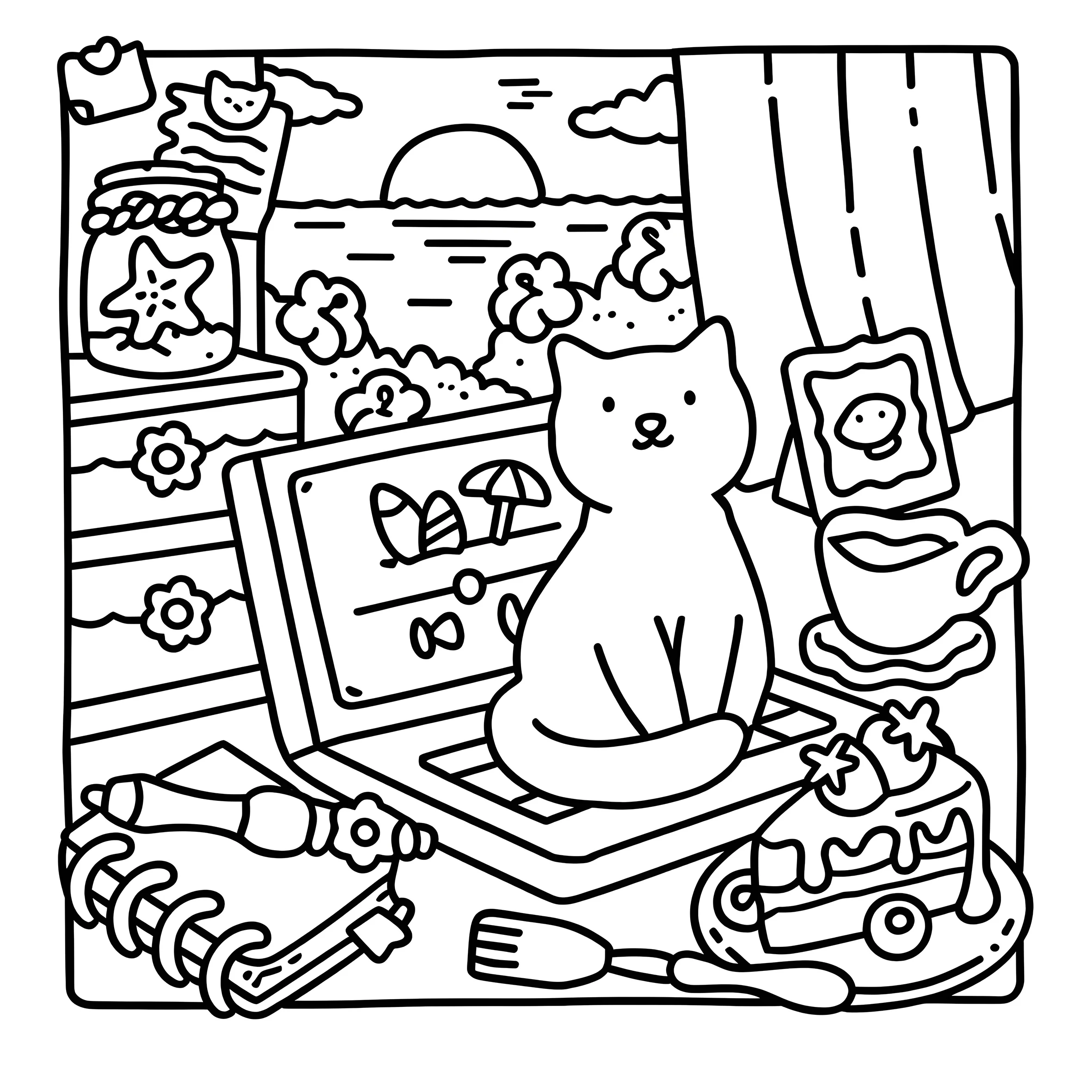 CAT MOMENTS Bold-easy Patterns Coloring Book for Adults Cute Drawing Book Perfect Gift for Party and Birthday 6