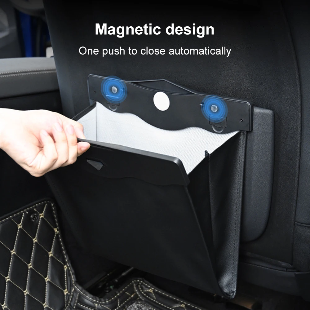 1pc Black Magnetic Car Trash Bin