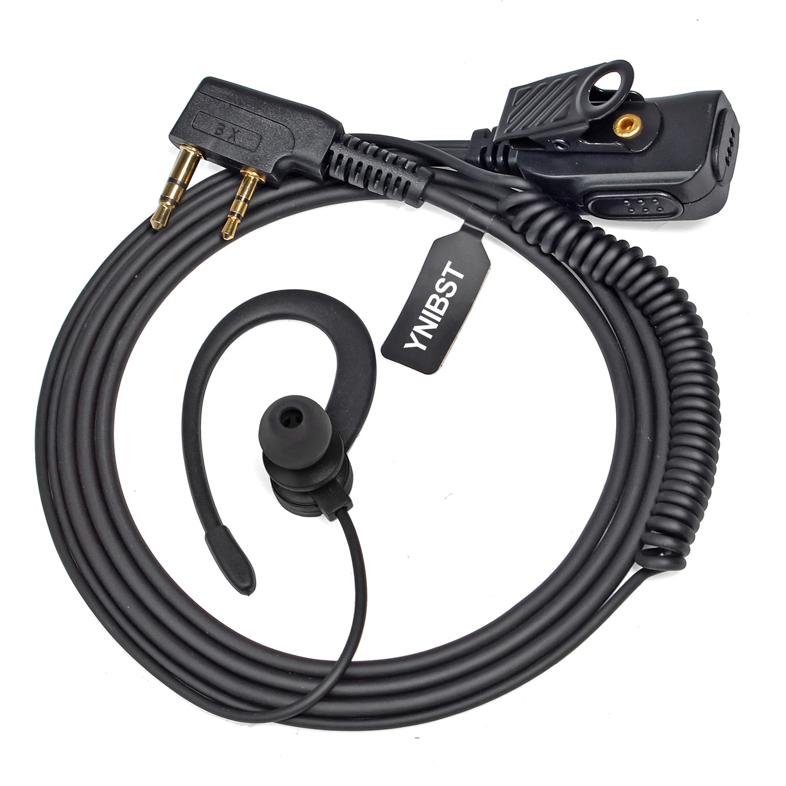 Walperforated Talkie Écouteur G-Shape Casque Compatible avec Baofeng UV-5R BF-888S UV-82 Mend2 Voie Radio, Inline PTT Mic Casque