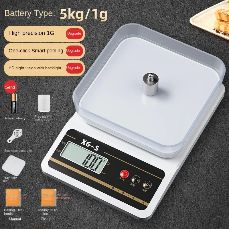 Rechargeable Kitchen Scale, 5kg by 1g Digital Food Scale, High Precise  Measuring Scale for Food Ounces and Grams, Large LCD Display with USB Cable  and