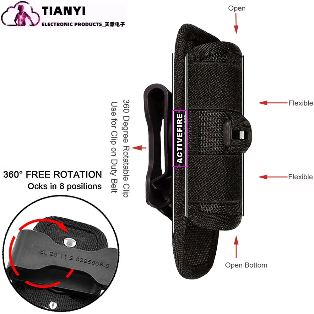 Flashlight Holster Stretchy Nylon LED Flashlight Holster for Duty Belt Carry Case Holder 360 Degree Rotatable Clip flashlight holster,flashlight holder