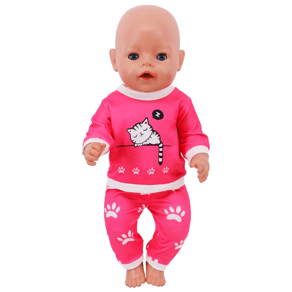 2 Stück/Set Kawaii Tier-Pyjama-Anzug für 43 cm große Babypuppen, Kleidungszubehör und 18 Zoll große amerikanische Puppen, Mädchenspielzeug unserer Generation – Detail 34