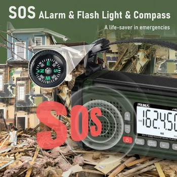 PRUNUS 924 10000mAh Hand Crank Radio, AAA Batteries Powered Emergency Radio Solar, NOAA Weather Radio AM/FM/SW Power Bank Light 5