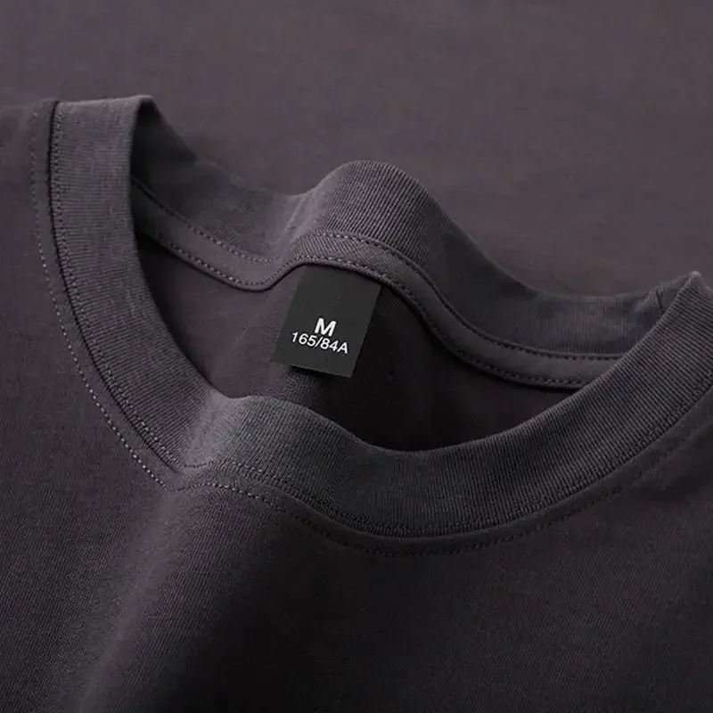Men's and Women's 600g Heavy Cotton T-shirts Long-staple Pure Cotton Thickened Long-sleeved Three-pin High-gram Weight High-end cotton t shirt