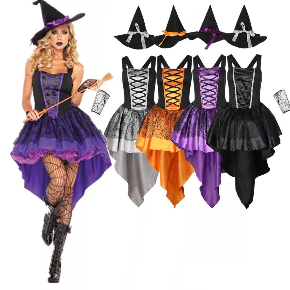 Lady Multicolor Tuxedo Witch Costume Per Le Donne Magia Mago Wicca Outfit Halloween Carnival Party Cosplay Fancy Dress