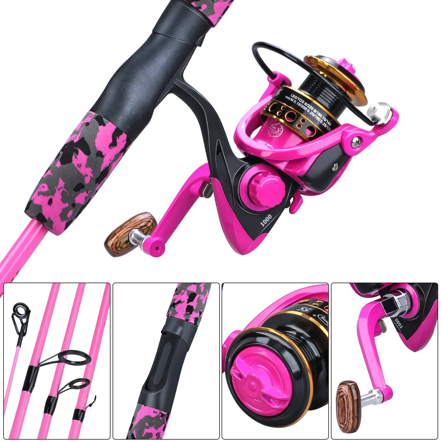 Sougayilang 5 Section Red/Yellow Fishing Set 170cm Fishing Rod and YW/OE1000-3000 Spinning Reel Portable Travel Combo fishing pole set fishing rod fishing rod and reel combo