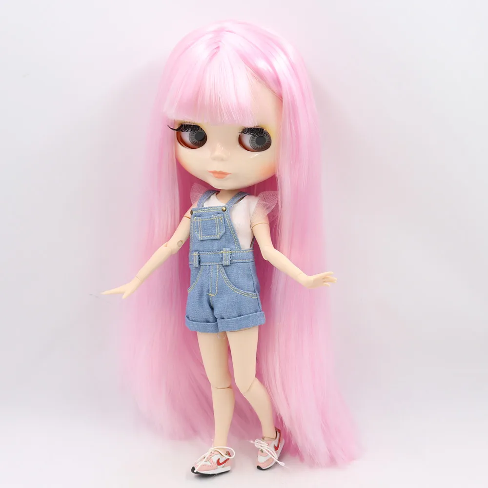 ICY DBS Blyth doll 1/6 BJD Customized nude joint body with white skin, glossy face,blue background is matte face girl gift, toy 5