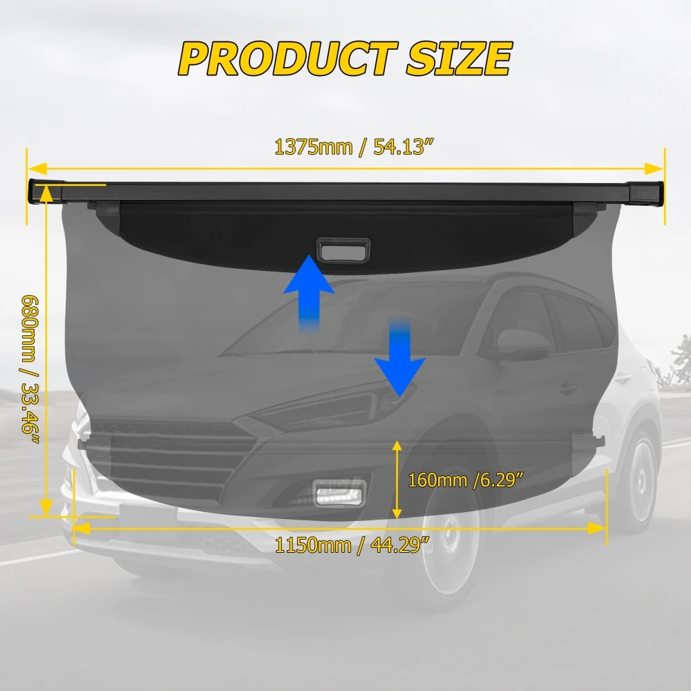 Rear Trunk Cargo Cover Retractable Curtain Rear Cargo Storage Rack Luggage Privacy Security Shield For Hyundai Tucson