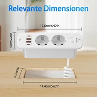 Eu plug dual socket built-in power board with 2USB-A and 2USB-C PD20W smart fast charging port 2-meter spiral extension cable - Image 4
