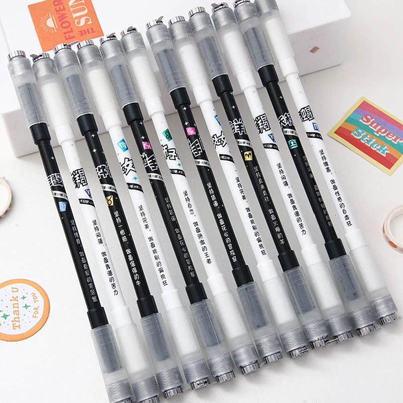 12 Constellations Rotating Led Flash Gel Pen Gaming Spinning Pen Creative Lighting Student Stationery Test Signature multifunction pen