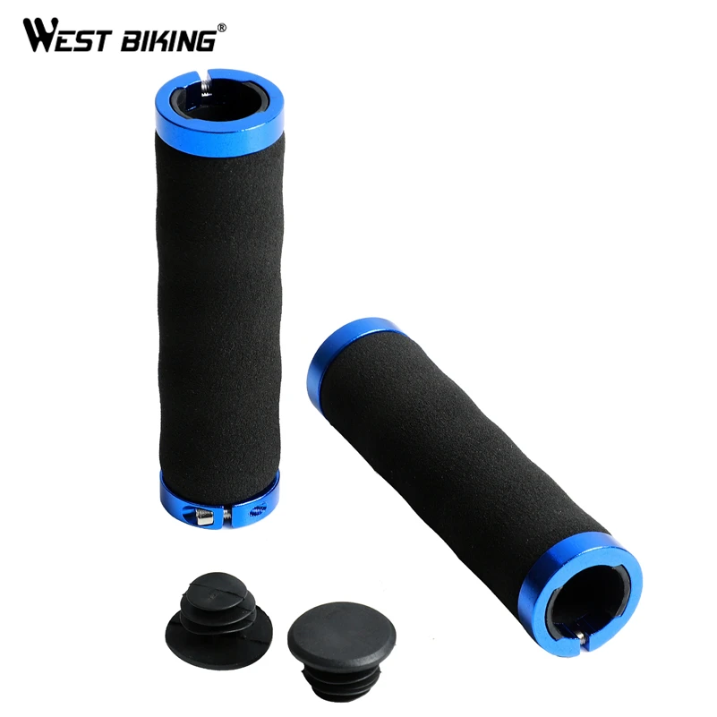 WEST BIKNG Bicycle Rubber Grips Non-Slip Rubber Bicycle Handlebar Grips Double Aluminum Lock on Locking Bicycle Handlebar Grips