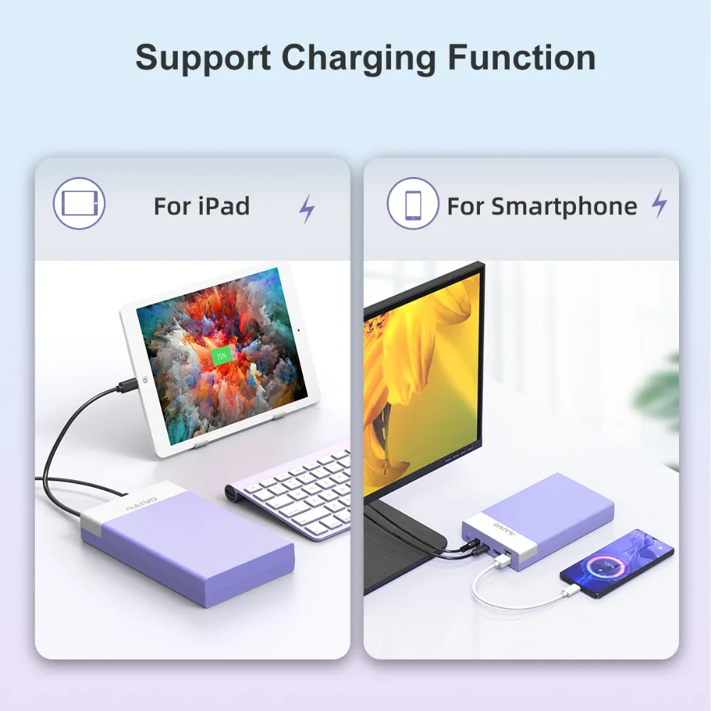 Maiwo-gabinete de Disco Rígido Externo com Função Hub Usb tipo c para Sata Adapter Case Hdd 2.5 3.5 2.5 Adapter Case até 20tb - Imagem 5