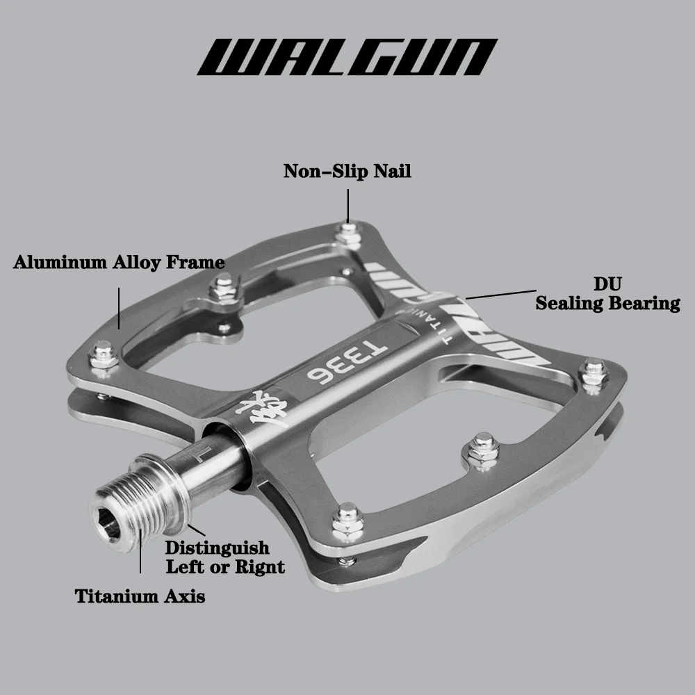 Ultraleichte MTB-Fahrradpedale aus Titanlegierung mit 3-Lager-Achse, Flache Plattform-Pedale, Rutschfeste Rennrad-Pedale, 111g Fahrradteile – Detail 3