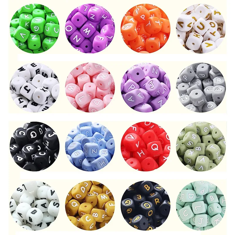 26Pcs Silicone Letter Beads 12mm Colorful Alphabet Silicone Chewing Bead for Pacifier Clip Chain Teether Accessories BPA Free 3