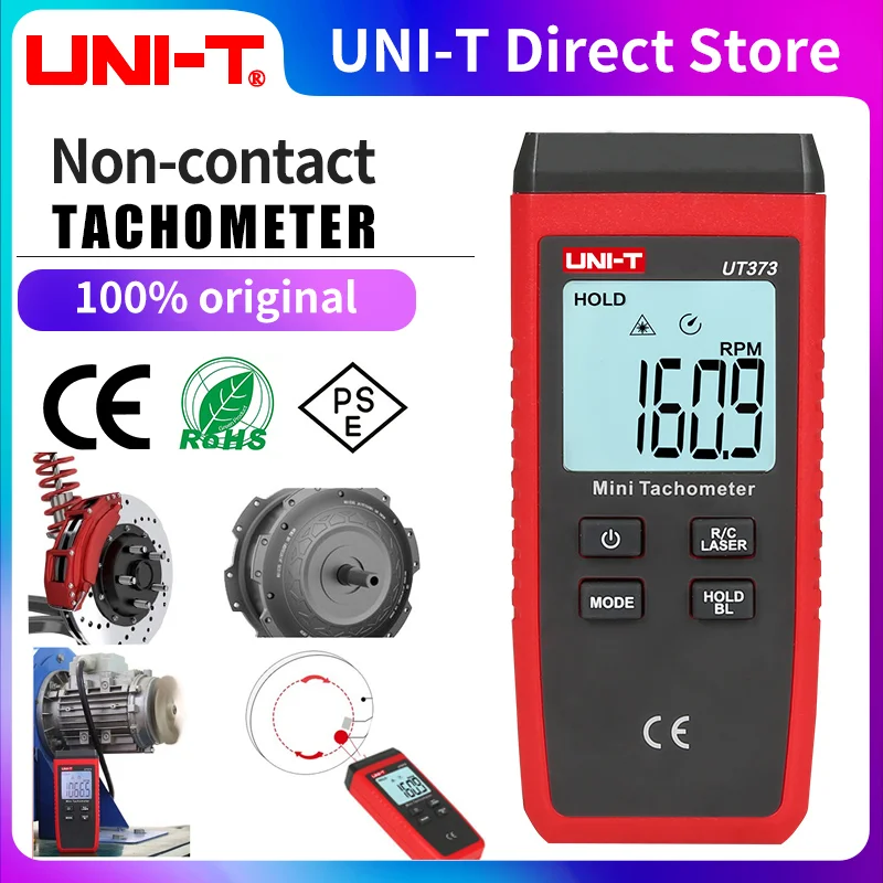 Shooting Tachometer UNI-T UT373 Mini Digital Laser Tachometer Non Contact Universal 99999 RPM Meter Rotational Speed Sensor LCD Backlight