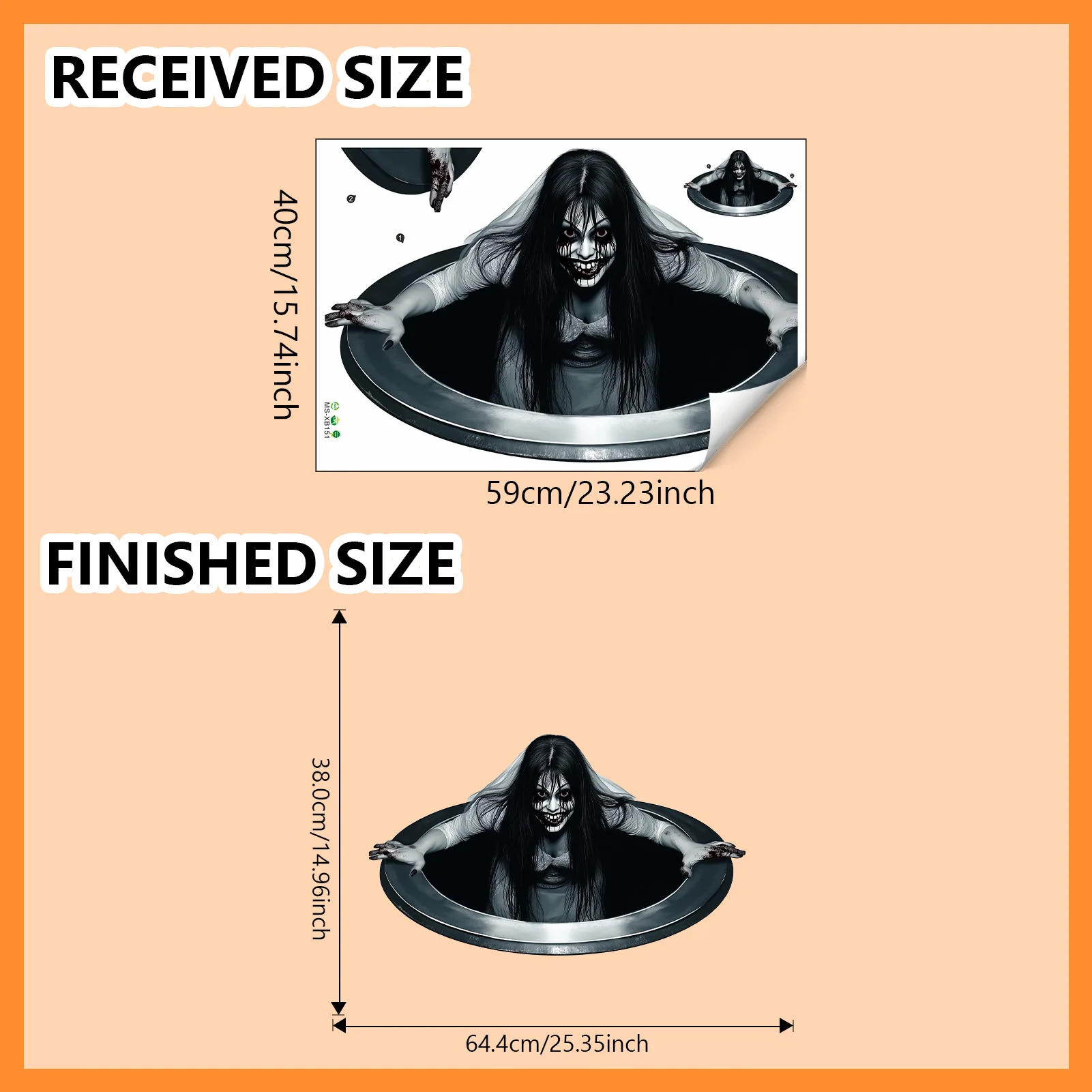 Halloween Floor Stickers - Horror Wall Stickers with Long Haired Scary Halloween Party Decorations Scary Wall Art for Haunted