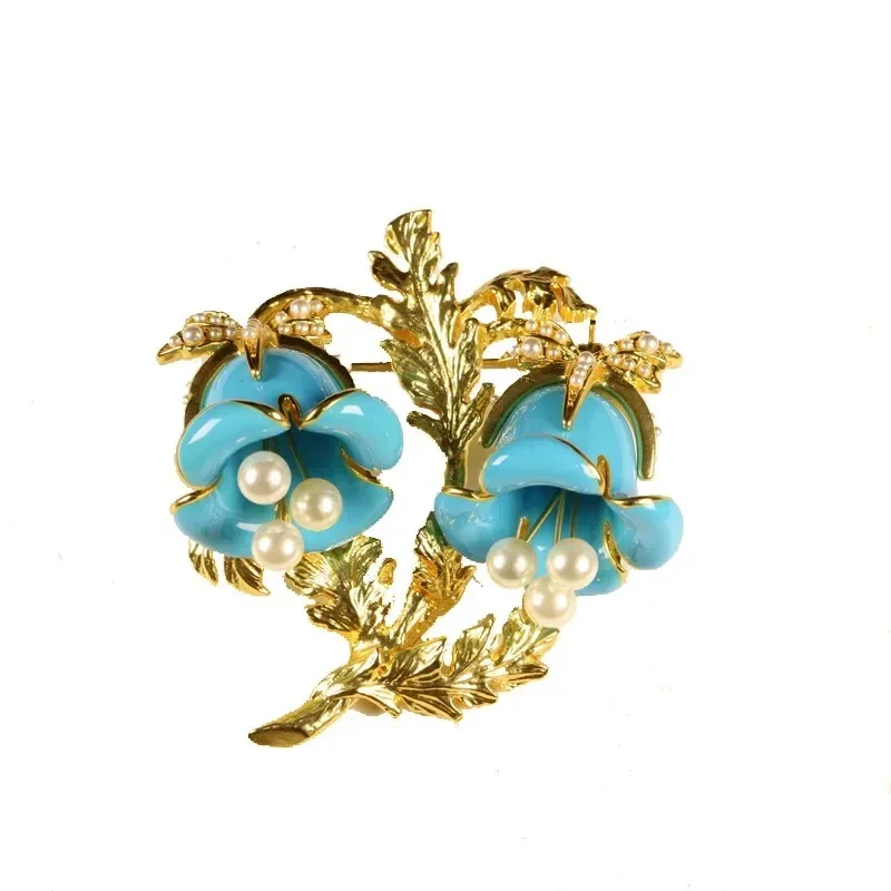 

Brooch Temperament Vintage High-Grade Sense Of Elegance With Blue Flower Clothing Pins Broche Accessories Brooches For Women