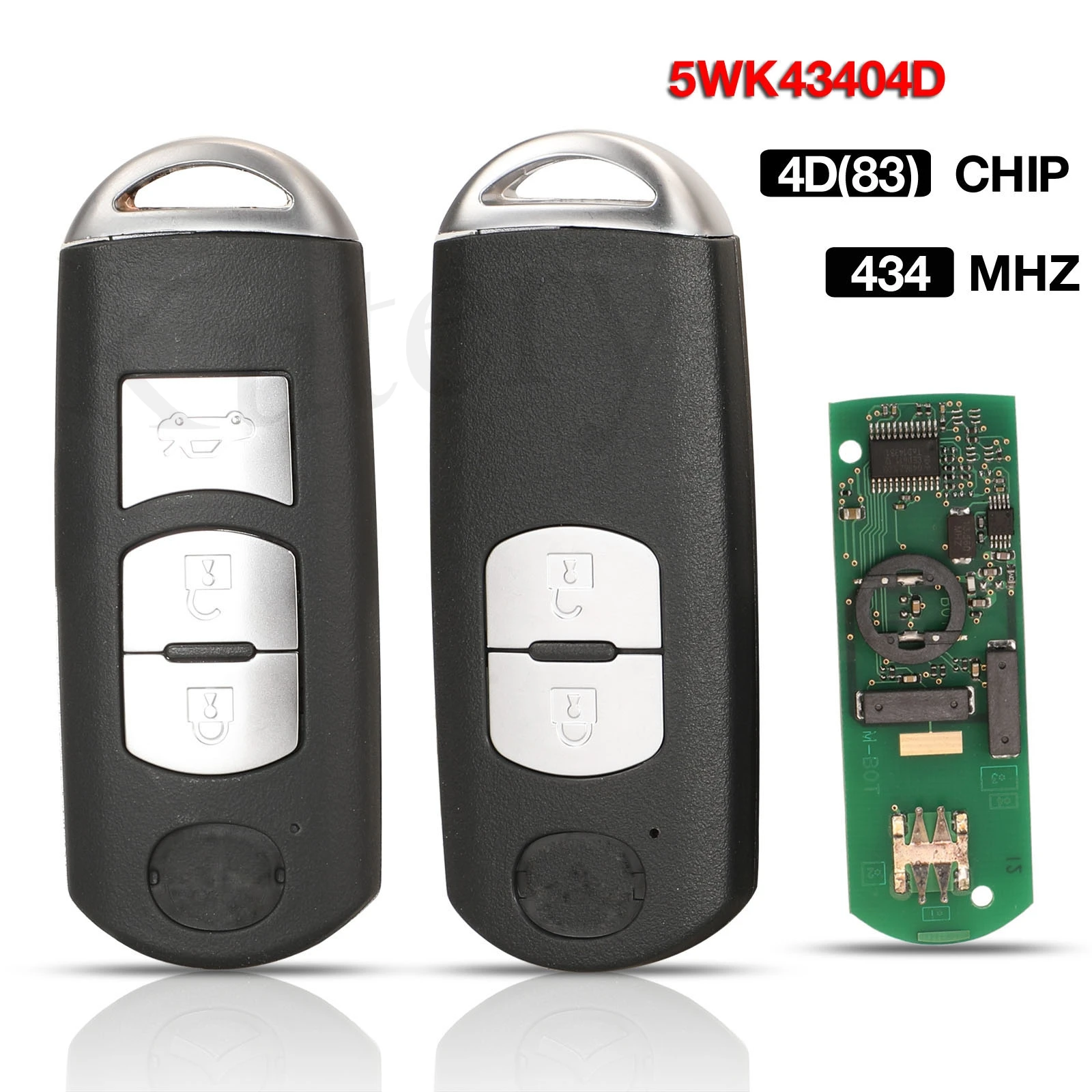 

jingyuqin 2/3 Buttons VDO System Smart Remote Control Car Key Shell Case 5WK43404D 433MHz 4D+(83) Chip For Mazda 3 6 2014-2017