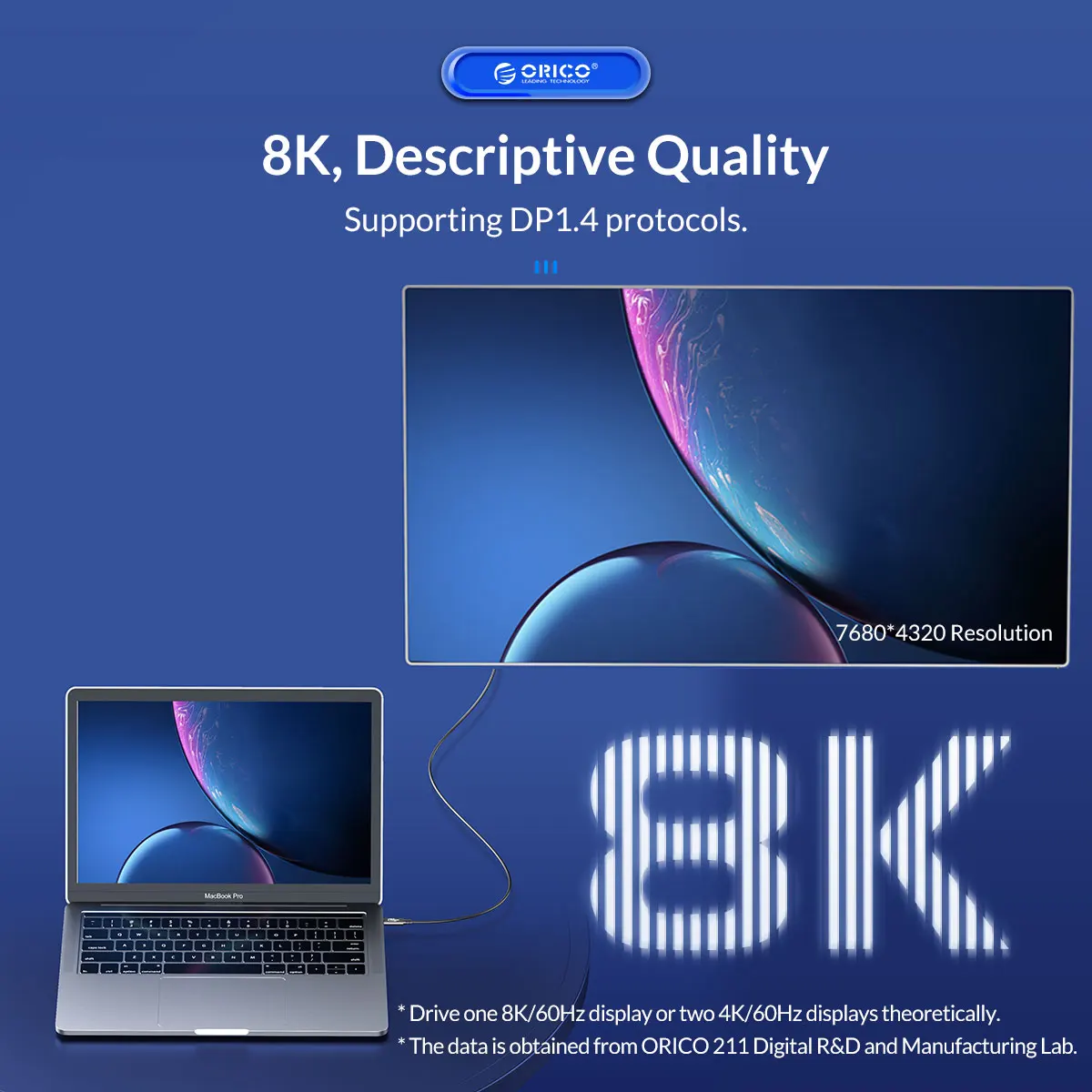Transferência de Dados Rápida da Carga 40gbps para o Macbook do Thunderbolt de Orico Usb Cabo Usb-if Certificado Usb c Cabo hd 8k @ 60hz Pd100w - Image 5