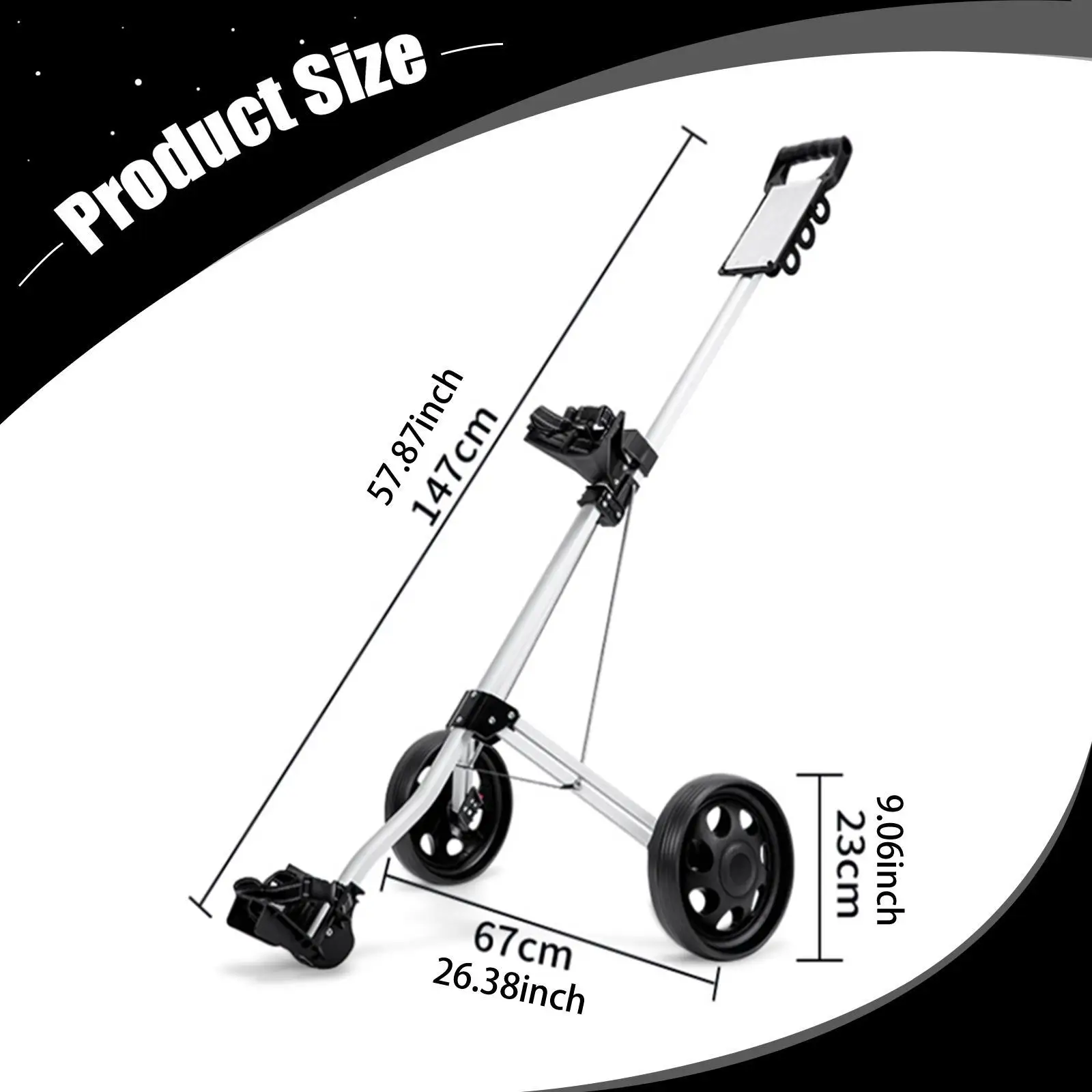 골프 풀 푸시 카트 2륜 장비 컴팩트 다기능 트롤리 핸드 카트 운동 피트니스 잔디 드라이빙 레인지용