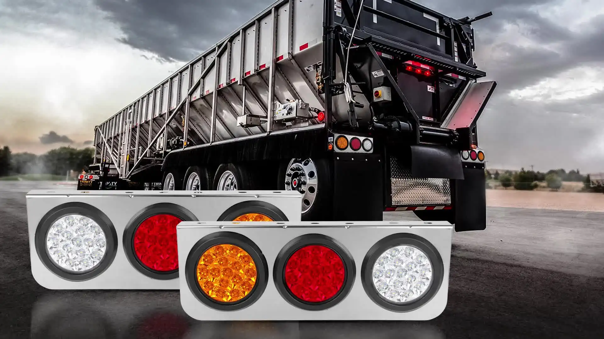 Yinaolan 2-Pack LED Trailer Tail Lights Kit – 4 Inch Round Stop/Turn/Brake/Reverse Lights, 12V-24V