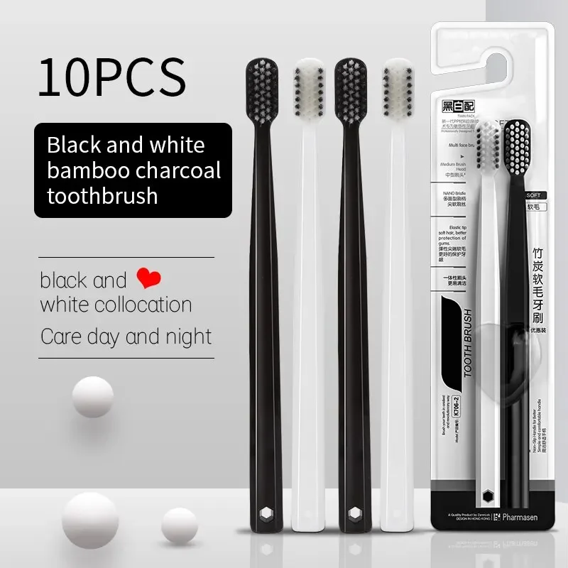 Sustainable Bamboo Charcoal Toothbrush Set with Soft Bristles