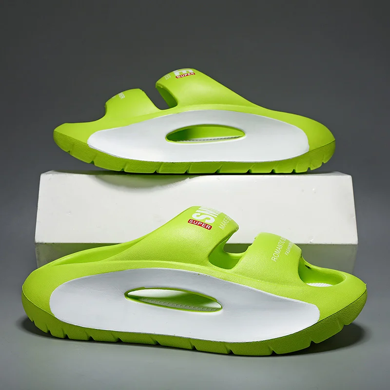 Vīriešu čības ar neslīdošām, neslīdošām vasaras čībām, ērtas ar biezu zoli, mīkstas putas, ārējais apģērbs_voghion.com