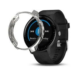 Premium Screen Protective Case Cover - High-Quality TPU Protector Frame for Vivoactive 3 Music (Silver)