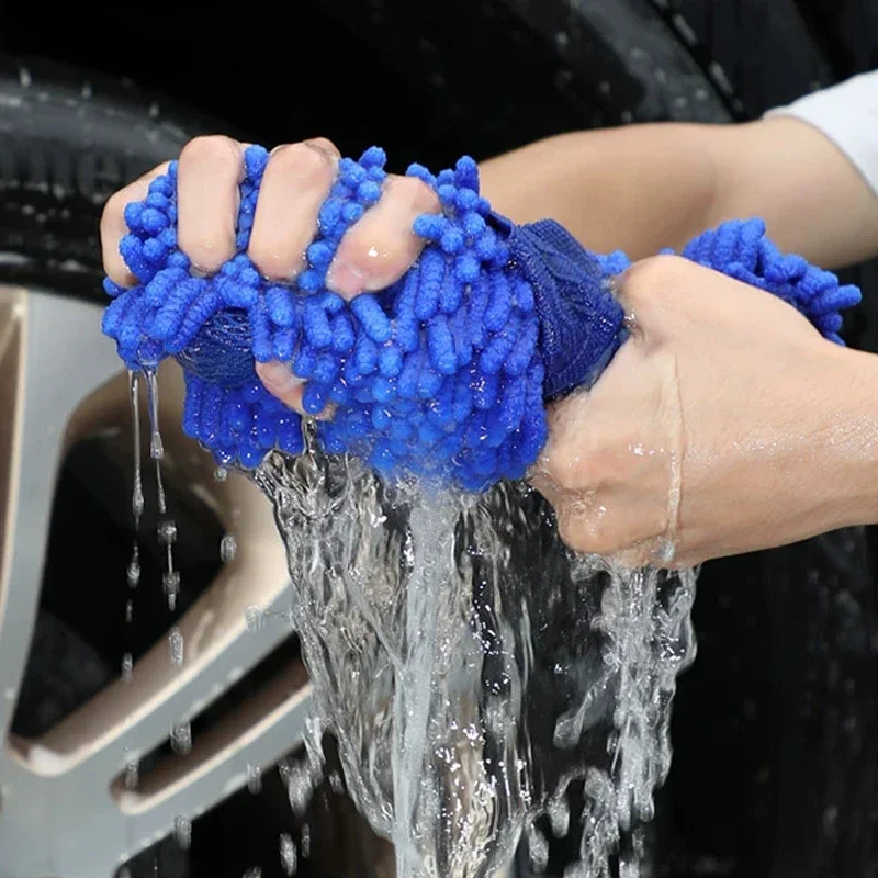 Auto Blue Microfiber Chenille Car Wash Sponge Care Washing Brush Pad Cleaning Tools Auto Washing Towel Glove Styling Accessories