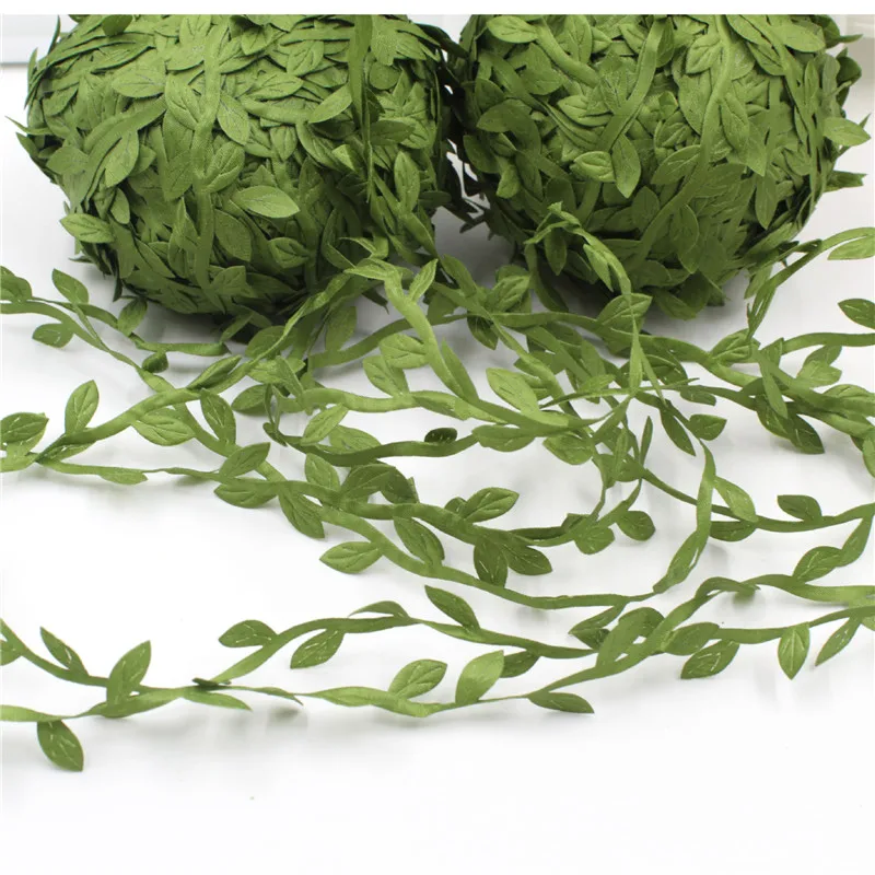 10 Yards Silk Leaf-Shaped Handmake Artificial green Leaves For Wedding Decoration DIY Wreath Gift Scrapbooking Craft Fake Flower