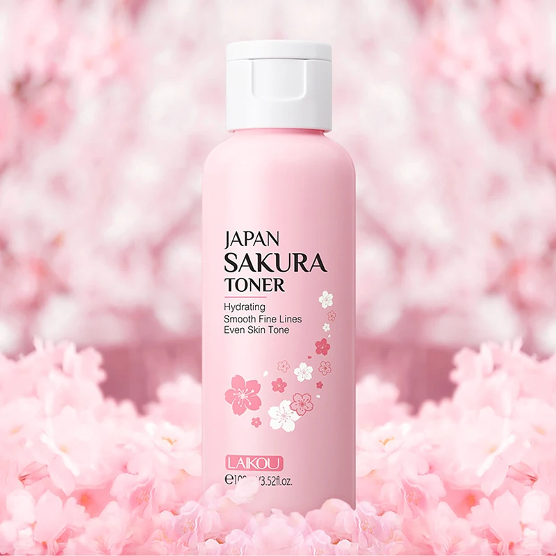 2pcs LAIKOU Sakura Facial Toner Moisturizing Oil Control Soothing Hydrating Skin Firming Face Liquid Essence Skin Care Products facial essence face toner