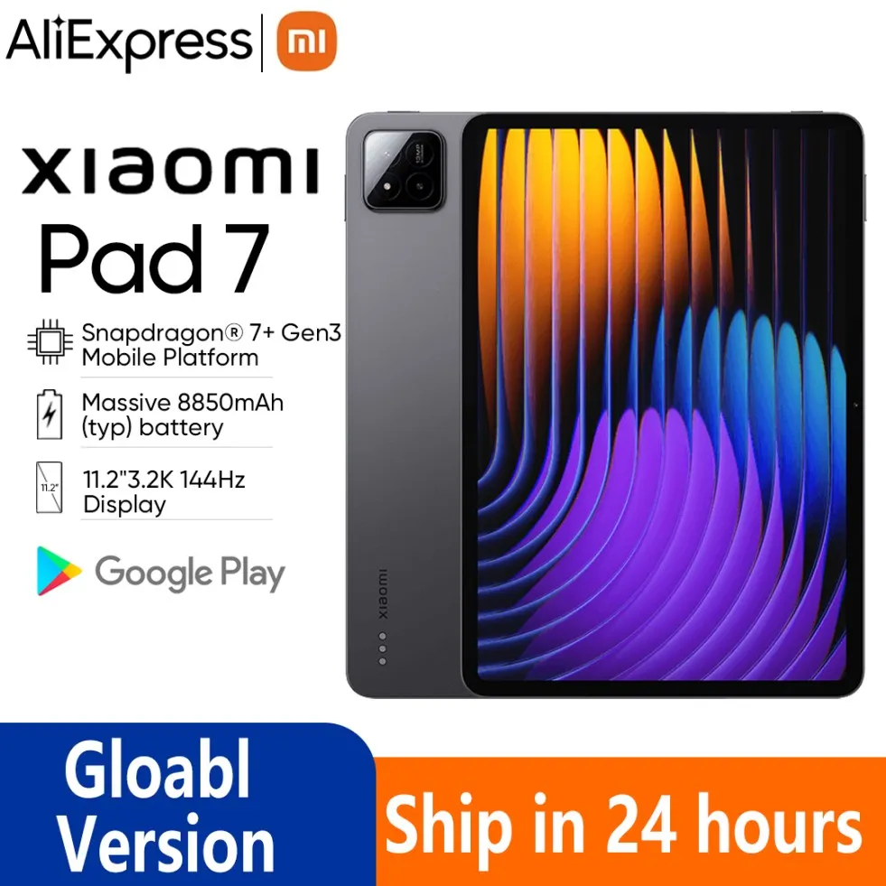 Global Version Xiaomi Pad 7 Snapdragon 7+ Gen 3 Octa-core CPU Tablet 8850mAh 13MP Camera 11.2" 3.2K Display 144Hz 45W Charging