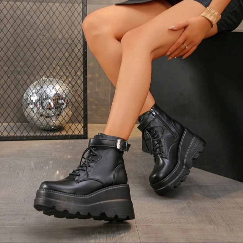 2024 NEW Punk Style Women Shoes Lace-up heel height 9CM