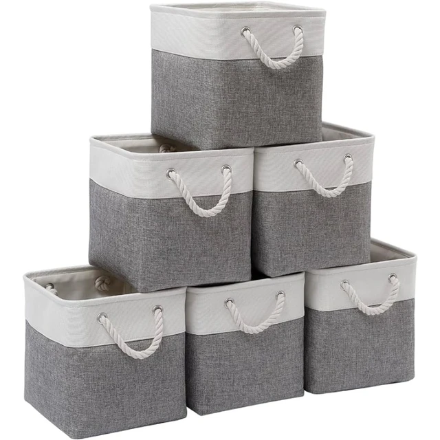 6 Pack Fabric Storage Cubes with Handle, Foldable 11 Inch Cube Storage  Bins, Storage Baskets for Shelves, Storage Boxes for Organizing Closet