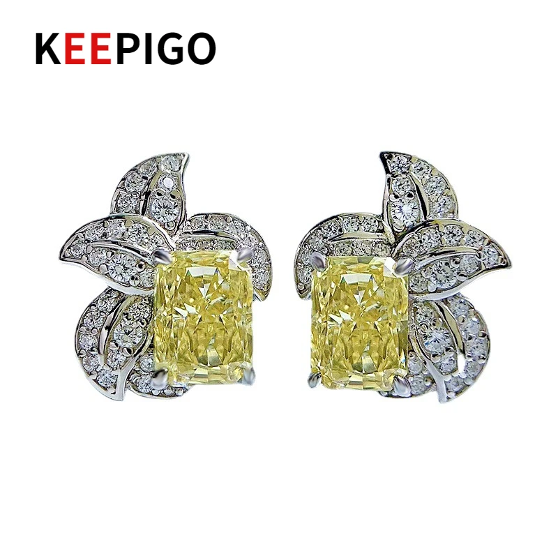 

KEEPIGO S925 Sterling Silver High Carbon Diamond Stud Earrings For Women Ear Buckles Wedding Small Ear Studs Gift RA196
