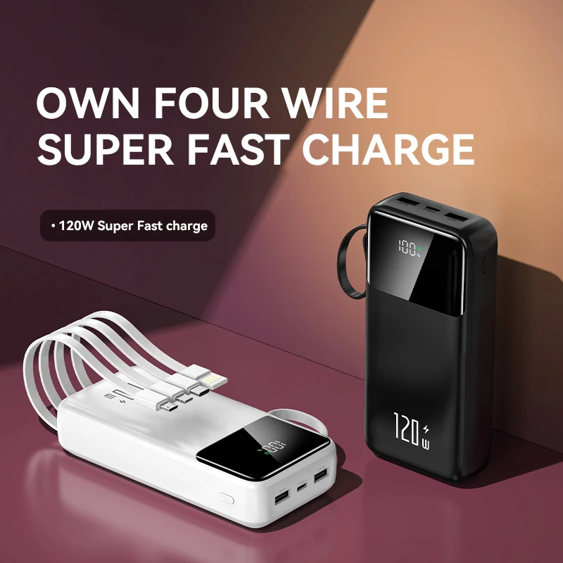 Xiaomi Hot 50000mAh 120W Power Bank Super Fast Charging Powerbank Portable Mobile Power With 4 Wire for iPhone Samsung HUAWEI 2