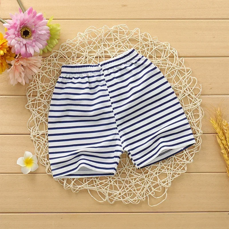Kids Shorts Kids Trousers Baby Boys Girls Shorts Toddler Kids Striped Short Pant Summer 1-5 Years Children's Cotton Short Trousers Cartoon Clothing