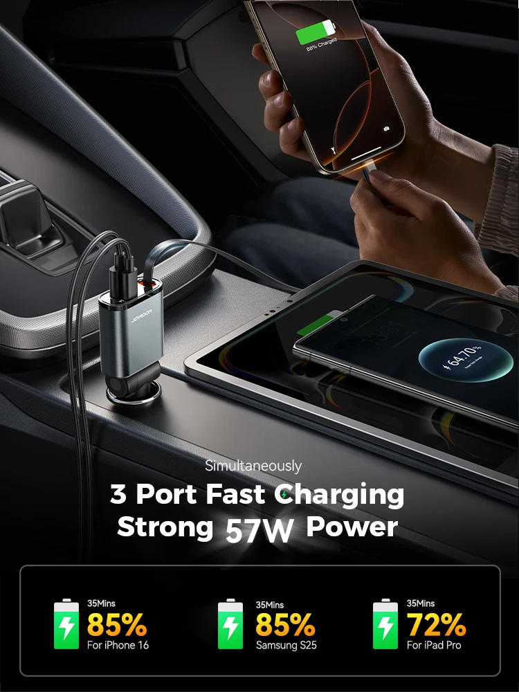 Joyroom Ultra-Slim 57W Car Charger USB C Fast Charging iPhone 16 15 14 13 12 Pro Max USB C Car Charger Adapter car charger car phone charger phone charger phone charger adapter
