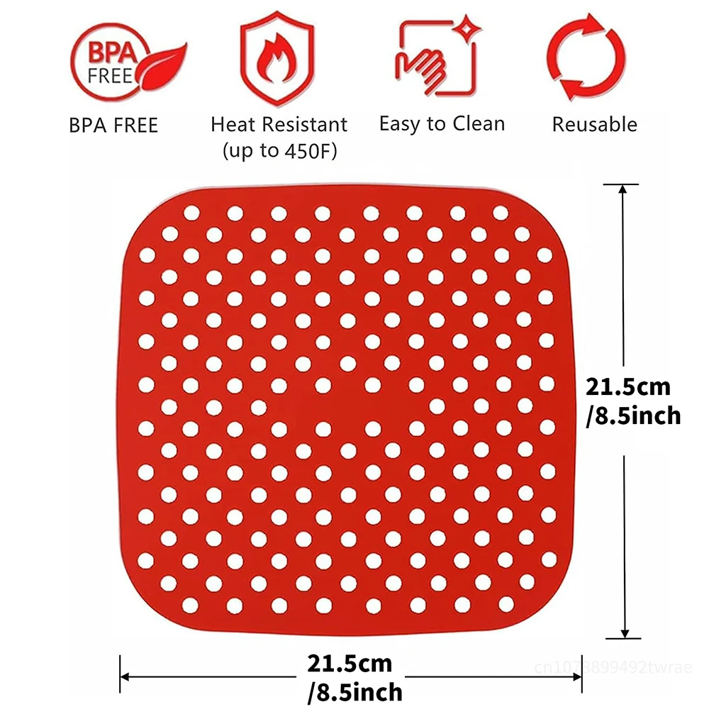 21.5cm Square Silicone Airfryer Liner Reusable Air Fryer Liners for 5QT or Bigger Non-Stick Easy Clean Air Fryer Accessories air fryer liners,air fryer accessories