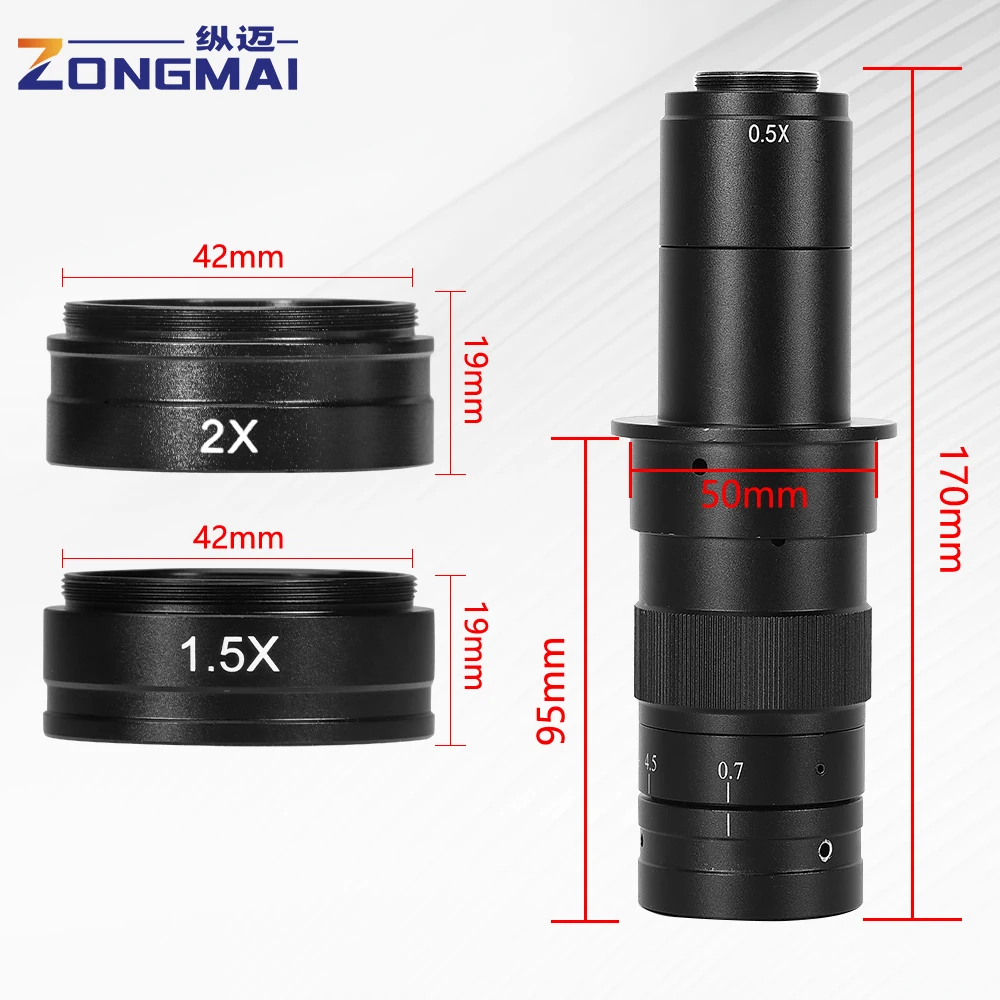 Microscope Objective Lens 0.3X/0.5X /0.7X/ 1.5X/2X Barlow Auxiliary For 10A C-MOUNT Industrial Video Microscope