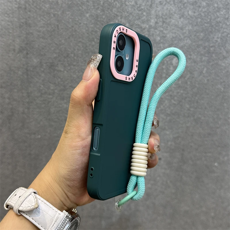 Stylish Wrist Strap Bracelet Phone Case with Colorful Lens Bumper Cover