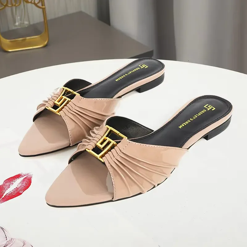 2025 Tendecy For Women Designer Slippers Slides Elegant Ladies Casual Party Sandals Quality Shoes Larger Size 44