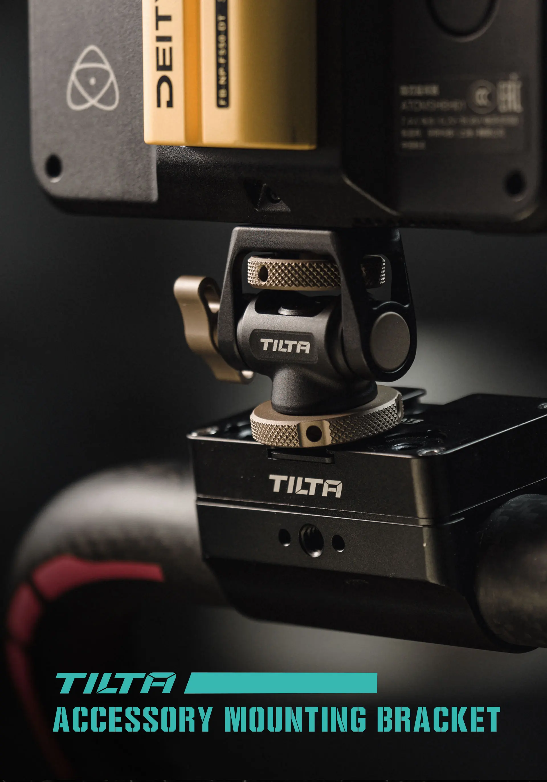 TILTA TA-AMB Verstellbarer Schnellwechsel-Monitorhalter, Kameraklemme, drehbare und neigbare Monitorhalterung mit Kaltschuh/ARRI/NATO-Halterung – Detail 2