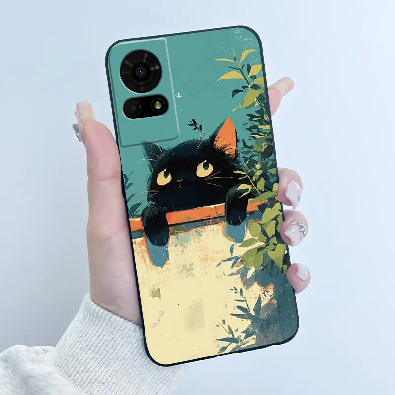 Cute Cartoon Soft Silicone Protective Phone Case - Black