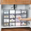 6 Pack Clear Stackable Storage Drawers, 4.4'' Tall Acrylic Bathroom Makeup Organizer,Plastic Storage Bins For Vanity 5