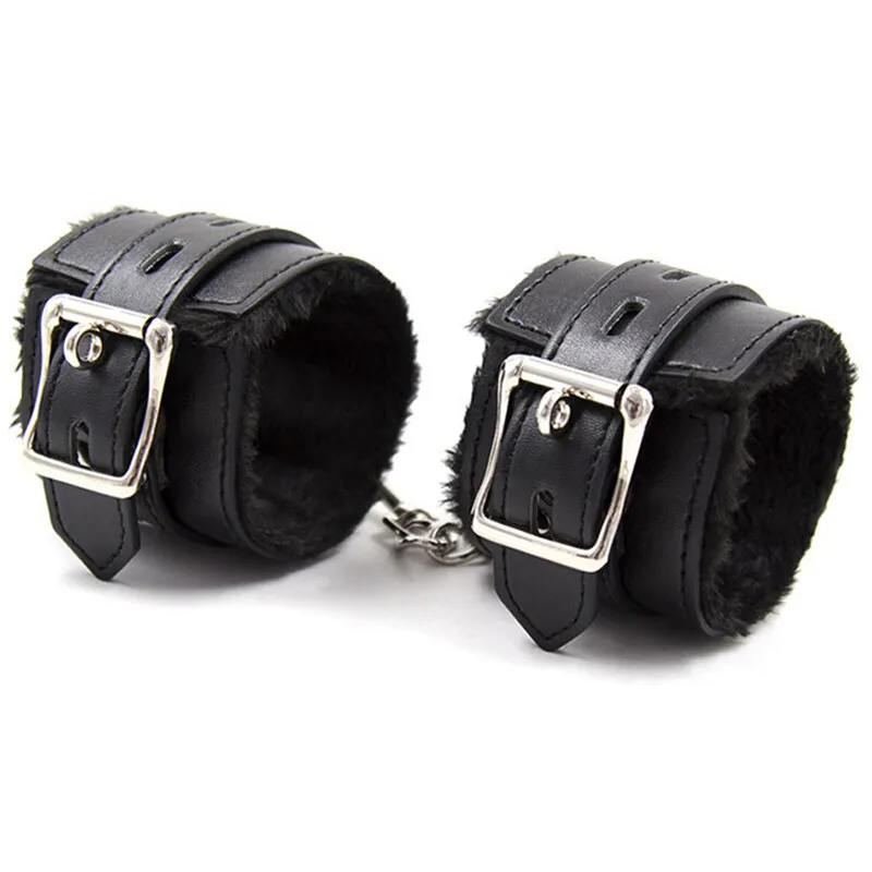 Sex Handcuffs Sex Toys Metal Adjustable PU Leather Plush Restraints Slave Erotic Wives Cuff Couples Adult Games Supplies