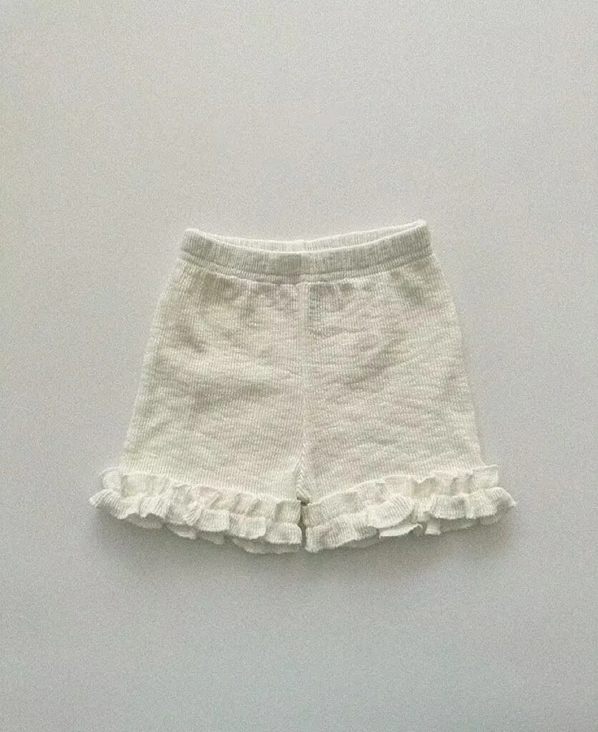 Preschool Girls Cotton Solid Color Fragmented Flowers Lace Shorts